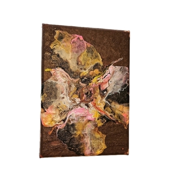 Hand Crafted original acrylic pouring art on canvas pink upcycled farmhouse - Picture 2 of 10